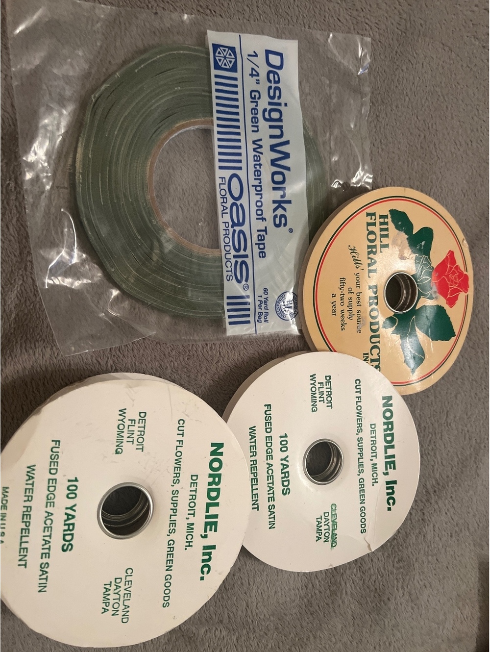 Lot of Decorative Craft Ribbons and Green Waterproof Tape